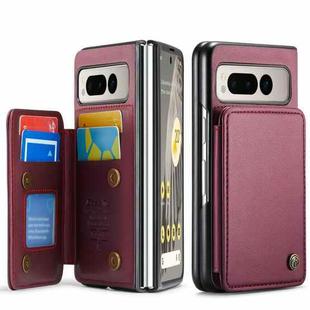 For Google Pixel Fold CaseMe C22 PC+TPU Business Style RFID Anti-theft Leather Phone Case(Wine Red)