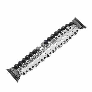 For Apple Watch Series 9 45mm Skull Beaded Watch Band(White)