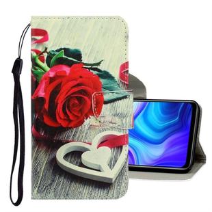 For Samsung Galaxy A21s 3D Colored Drawing Horizontal Flip PU Leather Case with Holder & Card Slots & Wallet(Red Rose)