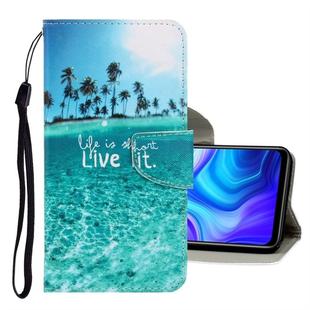 For Samsung Galaxy A21s 3D Colored Drawing Horizontal Flip PU Leather Case with Holder & Card Slots & Wallet(Coconut Tree)