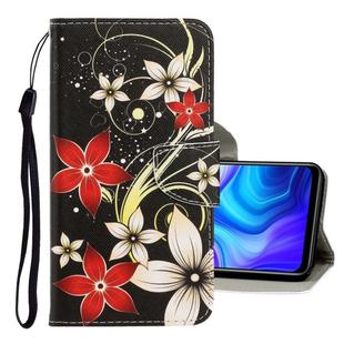 For Xiaomi Redmi 9 3D Colored Drawing Horizontal Flip PU Leather Case with Holder & Card Slots & Wallet(Red Flower)