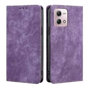 For Motorola Moto G Stylus 4G 2023 RFID Anti-theft Brush Magnetic Leather Phone Case(Purple)