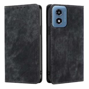 For Motorola Moto G Play 4G 2024 RFID Anti-theft Brush Magnetic Leather Phone Case(Black)