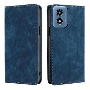 For Motorola Moto G Play 4G 2024 RFID Anti-theft Brush Magnetic Leather Phone Case(Blue)