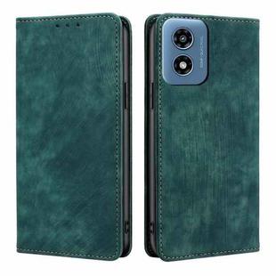 For Motorola Moto G Play 4G 2024 RFID Anti-theft Brush Magnetic Leather Phone Case(Green)