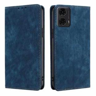 For Motorola Moto G24 4G RFID Anti-theft Brush Magnetic Leather Phone Case(Blue)