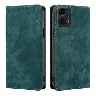 For Motorola Moto G24 4G RFID Anti-theft Brush Magnetic Leather Phone Case(Green)