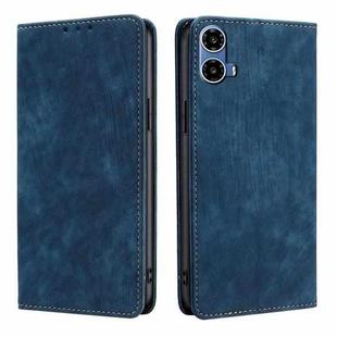 For Motorola Moto G34 5G RFID Anti-theft Brush Magnetic Leather Phone Case(Blue)