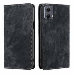 For Motorola Edge 5G 2024 RFID Anti-theft Brush Magnetic Leather Phone Case(Black)