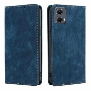 For Motorola Edge 5G 2024 RFID Anti-theft Brush Magnetic Leather Phone Case(Blue)