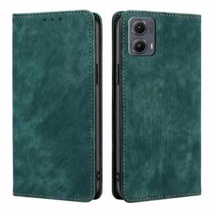 For Motorola Edge 5G 2024 RFID Anti-theft Brush Magnetic Leather Phone Case(Green)