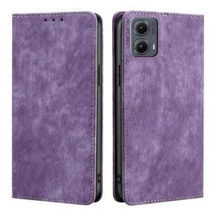 For Motorola Edge 5G 2024 RFID Anti-theft Brush Magnetic Leather Phone Case(Purple)