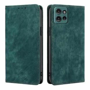 For Motorola Edge 50 5G RFID Anti-theft Brush Magnetic Leather Phone Case(Green)