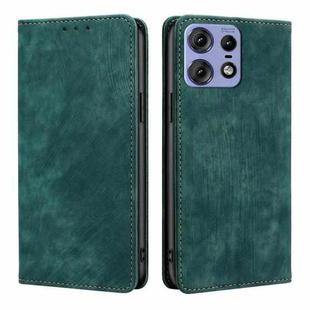 For Motorola Edge 50 Pro 5G RFID Anti-theft Brush Magnetic Leather Phone Case(Green)