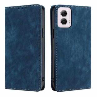 For Motorola Moto G Power 5G 2024 RFID Anti-theft Brush Magnetic Leather Phone Case(Blue)