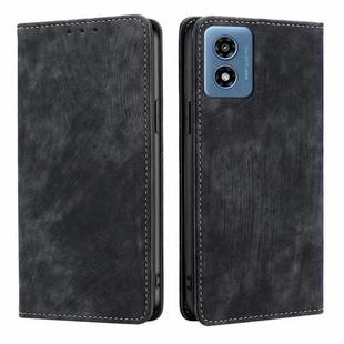 For Motorola Moto G 5G 2024 RFID Anti-theft Brush Magnetic Leather Phone Case(Black)