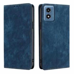 For Motorola Moto G 5G 2024 RFID Anti-theft Brush Magnetic Leather Phone Case(Blue)