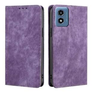 For Motorola Moto G 5G 2024 RFID Anti-theft Brush Magnetic Leather Phone Case(Purple)