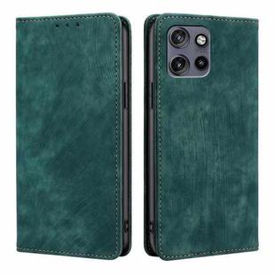 For Motorola Edge 50 Neo 5G RFID Anti-theft Brush Magnetic Leather Phone Case(Green)