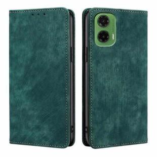 For Motorola Moto G35 5G RFID Anti-theft Brush Magnetic Leather Phone Case(Green)