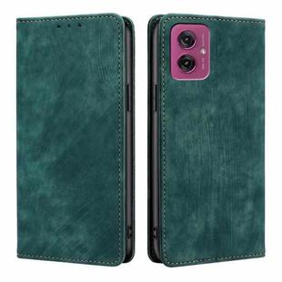 For Motorola Moto G55 5G RFID Anti-theft Brush Magnetic Leather Phone Case(Green)