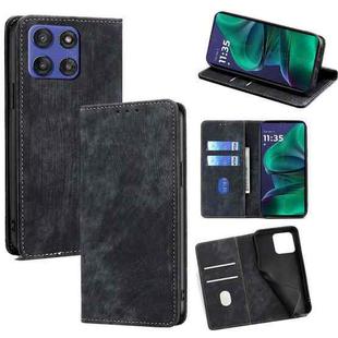 For Motorola Moto G Stylus 5G 2025 RFID Anti-theft Brush Magnetic Leather Phone Case(Black)