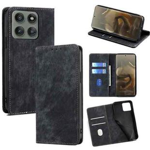 For Motorola Edge 60 Pro 5G RFID Anti-theft Brush Magnetic Leather Phone Case(Black)