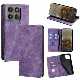 For Motorola Edge 60 Pro 5G RFID Anti-theft Brush Magnetic Leather Phone Case(Purple)