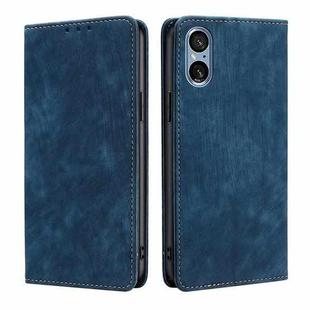 For Sony Xperia 5 V RFID Anti-theft Brush Magnetic Leather Phone Case(Blue)