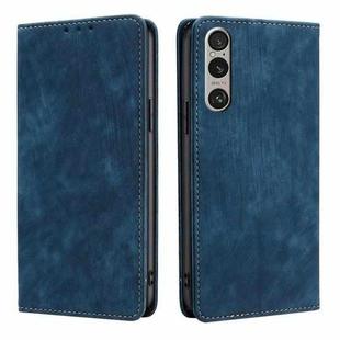 For Sony Xperia 1 VI RFID Anti-theft Brush Magnetic Leather Phone Case(Blue)