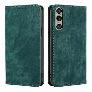 For Sony Xperia 1 VI RFID Anti-theft Brush Magnetic Leather Phone Case(Green)