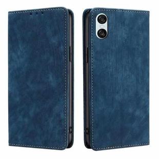 For Sony Xperia 10 VI RFID Anti-theft Brush Magnetic Leather Phone Case(Blue)