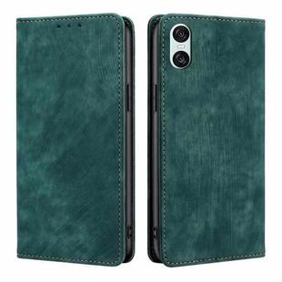 For Sony Xperia 10 VI RFID Anti-theft Brush Magnetic Leather Phone Case(Green)