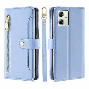 For Motorola Moto G54 5G EU Edition Lite Sheep Texture Cross-body Zipper Wallet Leather Phone Case(Blue)