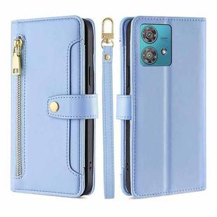 For Motorola Edge 40 Neo 5G Lite Sheep Texture Cross-body Zipper Wallet Leather Phone Case(Blue)