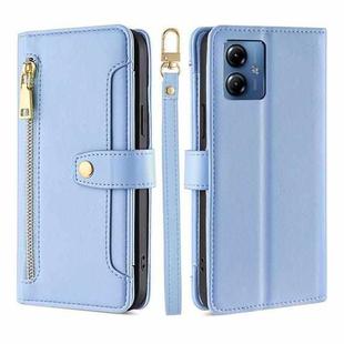 For Motorola Moto G14 4G Lite Sheep Texture Cross-body Zipper Wallet Leather Phone Case(Blue)