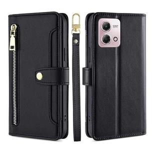 For Motorola Moto G Stylus 4G 2023 Lite Sheep Texture Cross-body Zipper Wallet Leather Phone Case(Black)