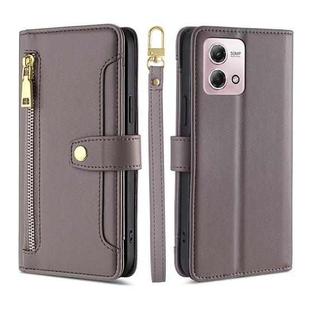 For Motorola Moto G Stylus 4G 2023 Lite Sheep Texture Cross-body Zipper Wallet Leather Phone Case(Grey)