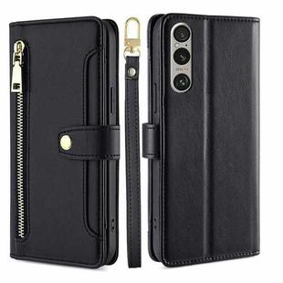 For Sony Xperia 1 VI Lite Sheep Texture Cross-body Zipper Wallet Leather Phone Case(Black)