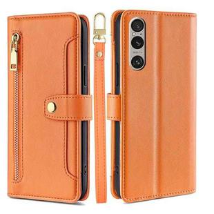 For Sony Xperia 1 VI Lite Sheep Texture Cross-body Zipper Wallet Leather Phone Case(Orange)