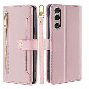 For Sony Xperia 1 VI Lite Sheep Texture Cross-body Zipper Wallet Leather Phone Case(Pink)