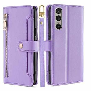 For Sony Xperia 1 VI Lite Sheep Texture Cross-body Zipper Wallet Leather Phone Case(Purple)