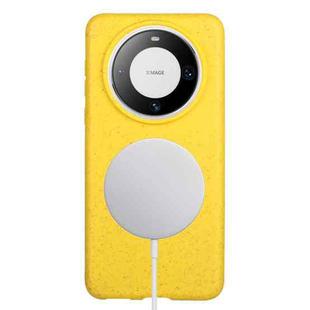 For Huawei Mate 60 Wheat MagSafe Magnetic Straw Material + TPU Phone Case(Yellow)