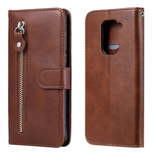 For Xiaomi Redmi Note 9 / 10X 5G Fashion Calf Texture Zipper Horizontal Flip Leather Case with Stand & Card Slots & Wallet Function(Brown)