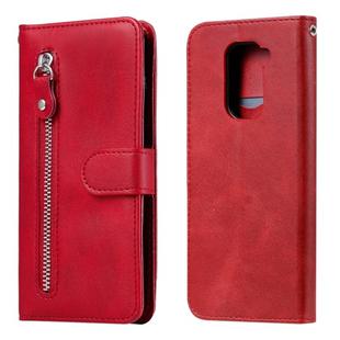 For Xiaomi Redmi Note 9 / 10X 5G Fashion Calf Texture Zipper Horizontal Flip Leather Case with Stand & Card Slots & Wallet Function(Red)