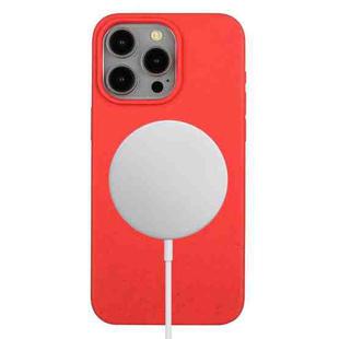 For iPhone 15 Pro Max Wheat MagSafe Magnetic Straw Material + TPU Phone Case(Red)