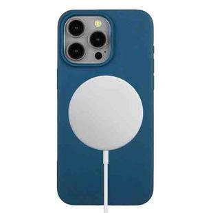 For iPhone 15 Pro Max Wheat MagSafe Magnetic Straw Material + TPU Phone Case(Blue)