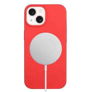 For iPhone 15 Plus Wheat MagSafe Magnetic Straw Material + TPU Phone Case(Red)