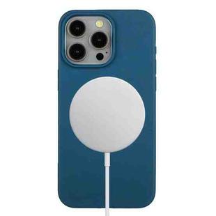 For iPhone 14 Pro Wheat MagSafe Magnetic Straw Material + TPU Phone Case(Blue)