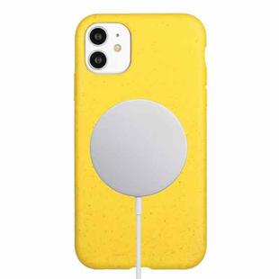 For iPhone 12 Wheat MagSafe Magnetic Straw Material + TPU Phone Case(Yellow)